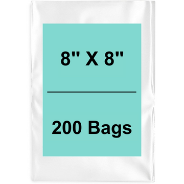 8X8 inches Clear Flat Poly Bags 2Mil Open Top (LDPE)